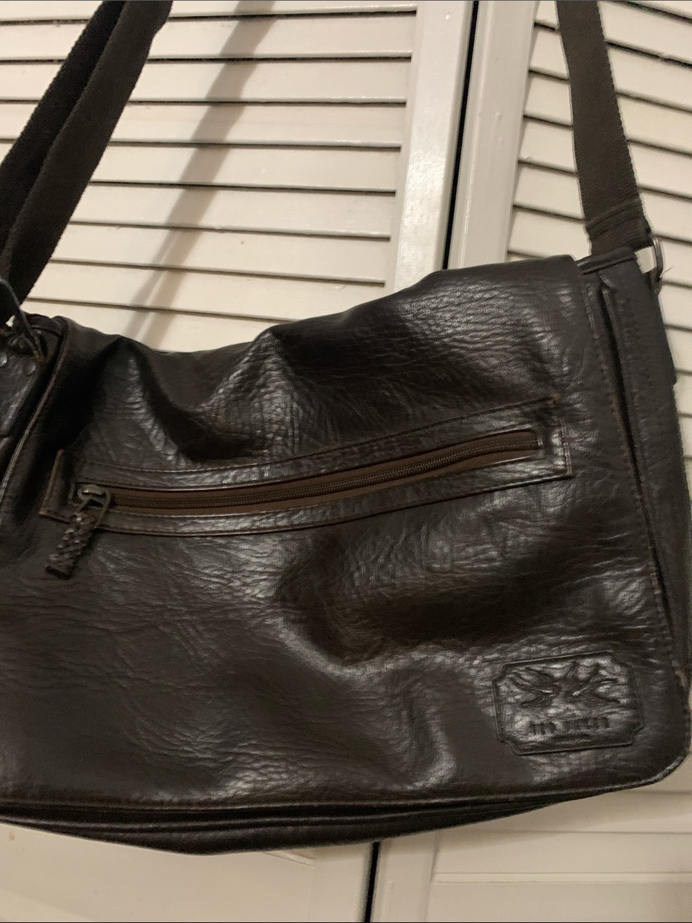 Ted Baker Classic Dark Brown Leather Messenger Bag